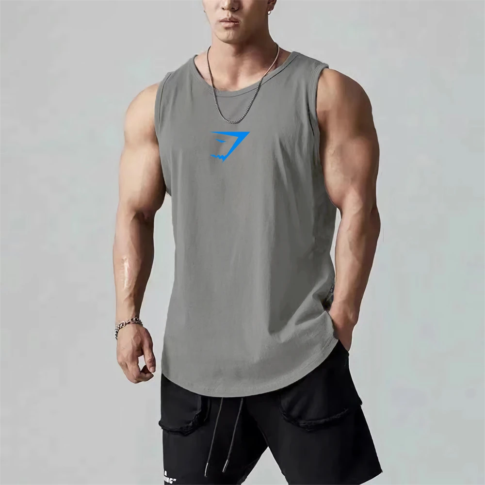 Men's Clothing Summer Gym Tank Tops Sportswear Workout Fitness O Neck Sleeveless T Shirt Basketball Quick-Drying Breathable Vest