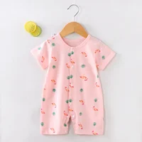 Newborn Baby Girl Cute Animal Short Sleeves Jumpsuit Thin Comfortable Cotton Bodysuit One Piece Boy Summer Outfits Clothing 2