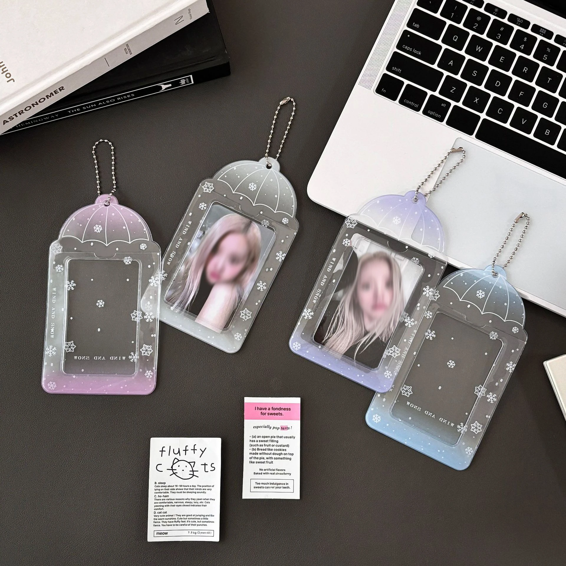 Transparent umbrella Snowflake 3 inch pvc student card cover star storage card cover 2
