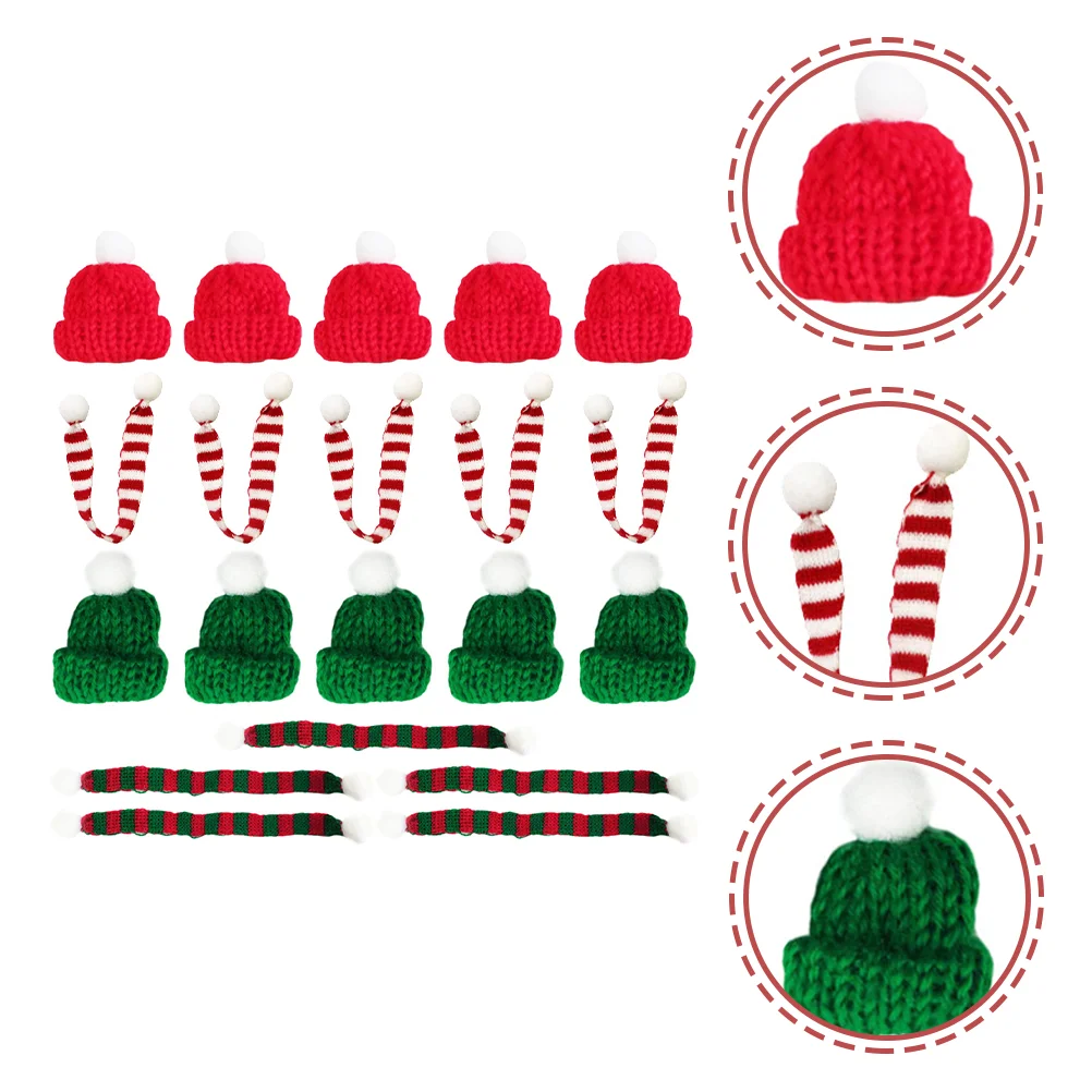 

Mini Christmas Scarf Stripes Red Wine Bottle Doll Knit Scarf Doll Cover Xmas Party Ornament Home Decoration Accessary