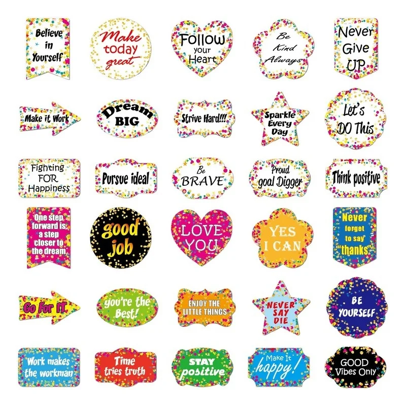 

5Set =150pcs Hot Sale Inspirational English Short Sentence Luggage Sticker Waterproof Sticker