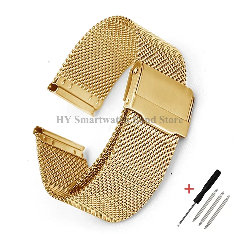 Sleek Milanese Mesh Stainless Steel Watch Band - Universal Fit, Heavy-Duty Design