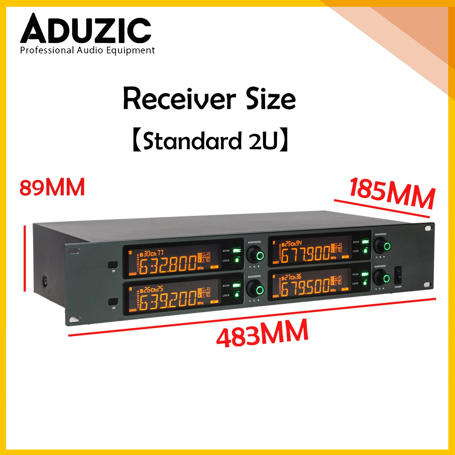 Aduzic K8-Por 4 채널 트루 다이버시티 무선 마이크 615-690MHz 핸드헬드 다이나믹 마이크 500M 전문 무대용 마이크