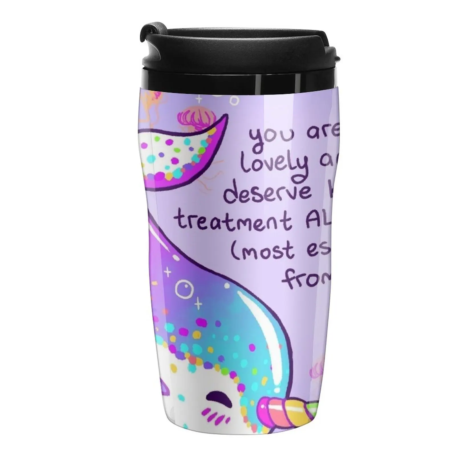 

New You are Lovely Rainbow Horned Narwhal Travel Coffee Mug Coffe Cup Espresso Coffee Cup