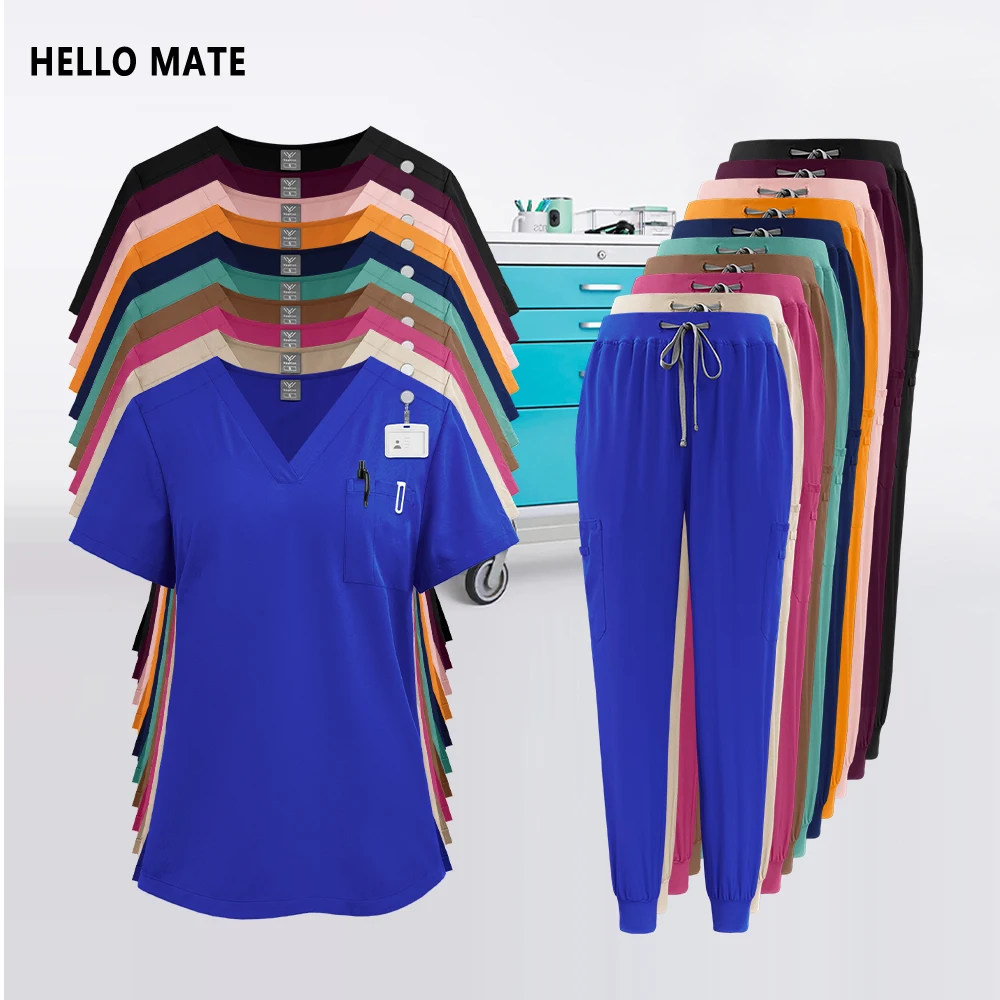 Scrubs Medical Uniform Clinic Hospital Doctor Overalls V-neck Fashion Scrub Pharmacy Nurse Clothes main image 1