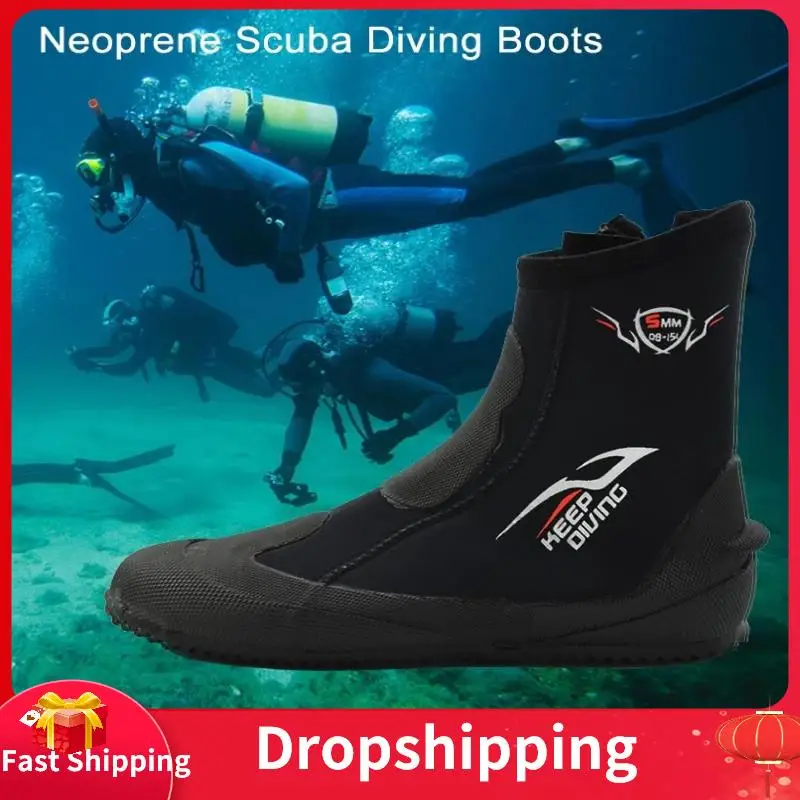 5mm Diving Boots Neoprene Scuba Diving Snorkeling Water Shoes Winter Cold Proof High Upper Warm Fins Spearfishing Shoes