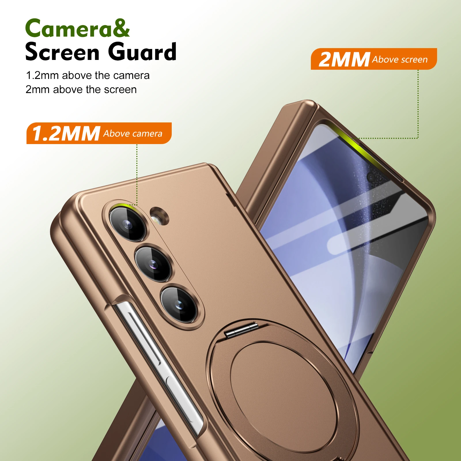Magnetic 360° Rotating Alloy Stand Case with Hinge Protection and Front Glass Screen Film
