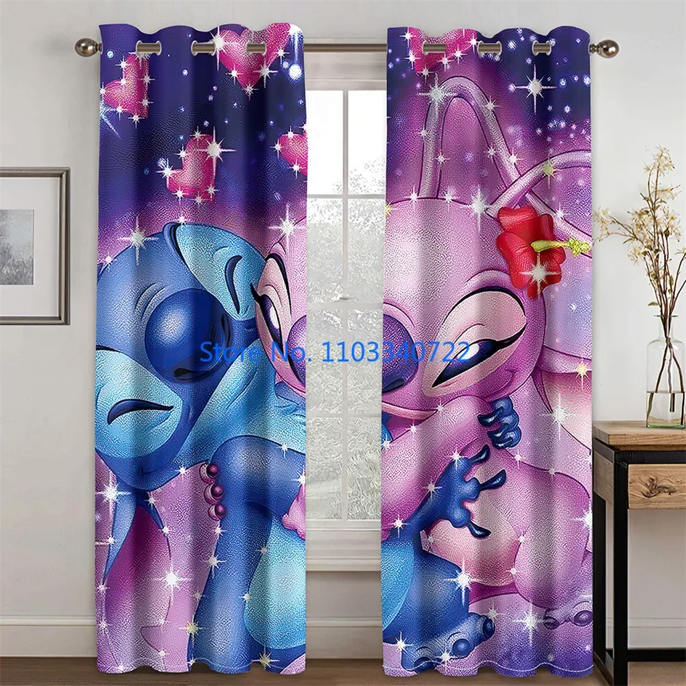 Anime Big Mouth Stitch Child Window Curtain 184x215cm 3D Print Blackout Curtains Living Room Bedroom Boy Girl Kids Gift