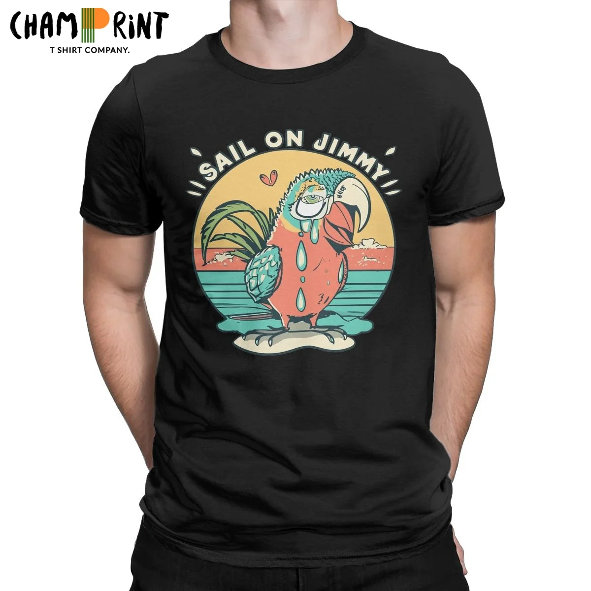 

Sail On Jimmy Buffett T-Shirts Men Parrothead Vintage Cotton Tee Shirt Round Neck Short Sleeve T Shirts Classic Clothing