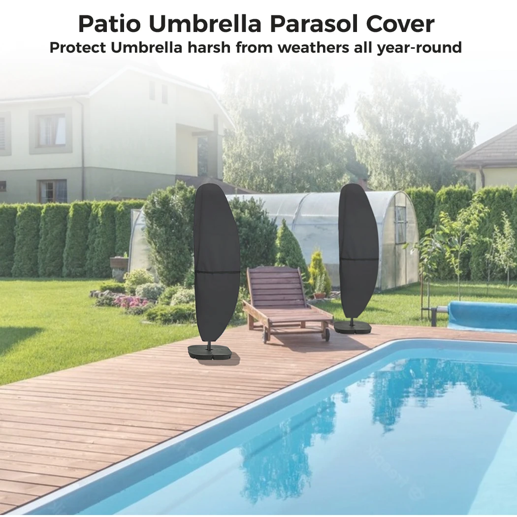 Heavy Duty Patio Umbrella Parasol Cover Waterproof Outdoor Offset Banana Style Umbrella Cover Fits Cantilever Offset