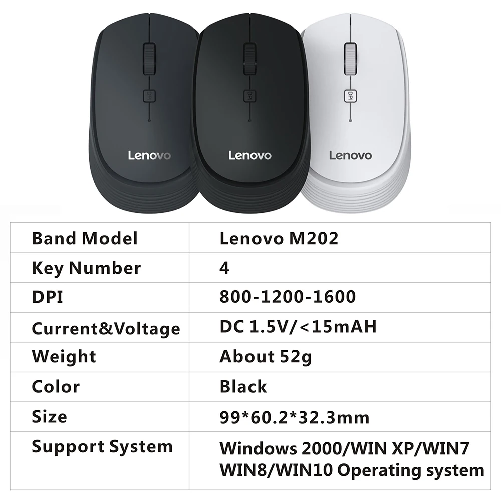 Lenovo M202 Mini Wireless Mouse 2.4GHz Optical Mouse Office Business Mice with USB Receiver Gaming Mouse for PC Laptop Computer best computer mouse