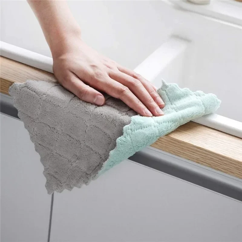 LMETJMA Kitchen Towel 10pcs Kitchen Cloth Dish Towels Super Absorbent Coral Velvet Dishtowels Nonstick Oil Washable Fast Drying JT224