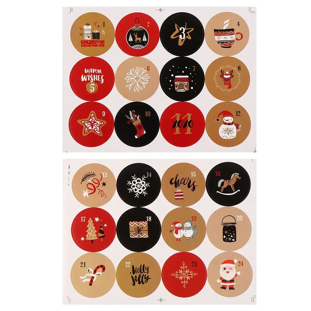 24 Stickers Calendrier De L'Avent - Autocollants Numérotés 4x4 Cm - Design Scandinave Chic - Pour DIY Noël - 2