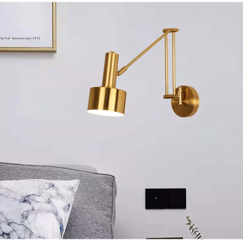 Nordic LED Wall Lamp Retractable Adjustable Wall Lights for Home Decoration Bedroom Bedside Reading Sconce Add Dimmable Function