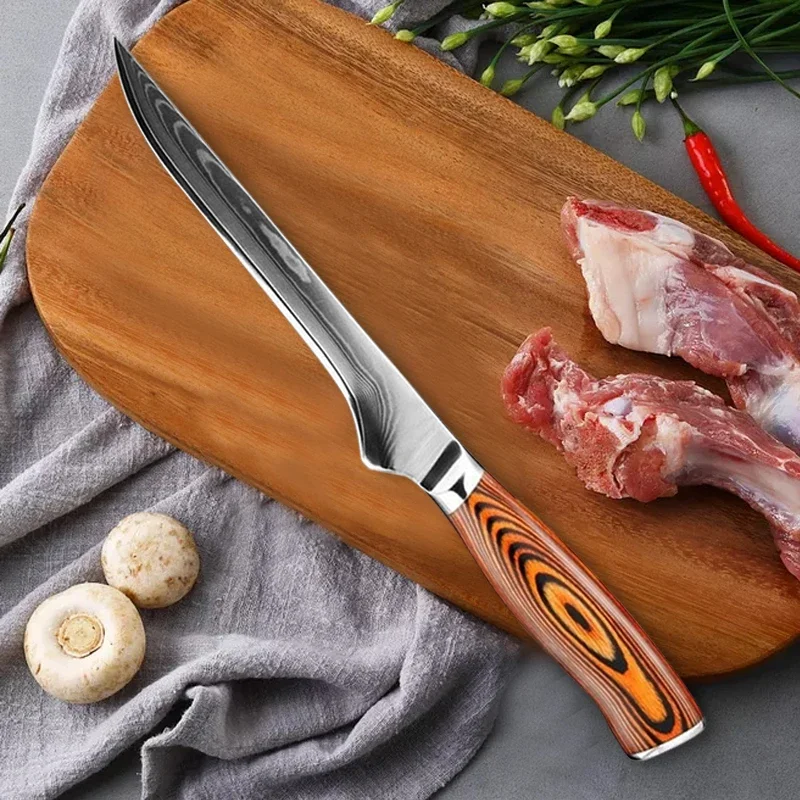 Barbecue Knife 6 Inch Boning Knife High Carbon Butcher Japanese Stainless Steel Kitchen Wood Handle Utility