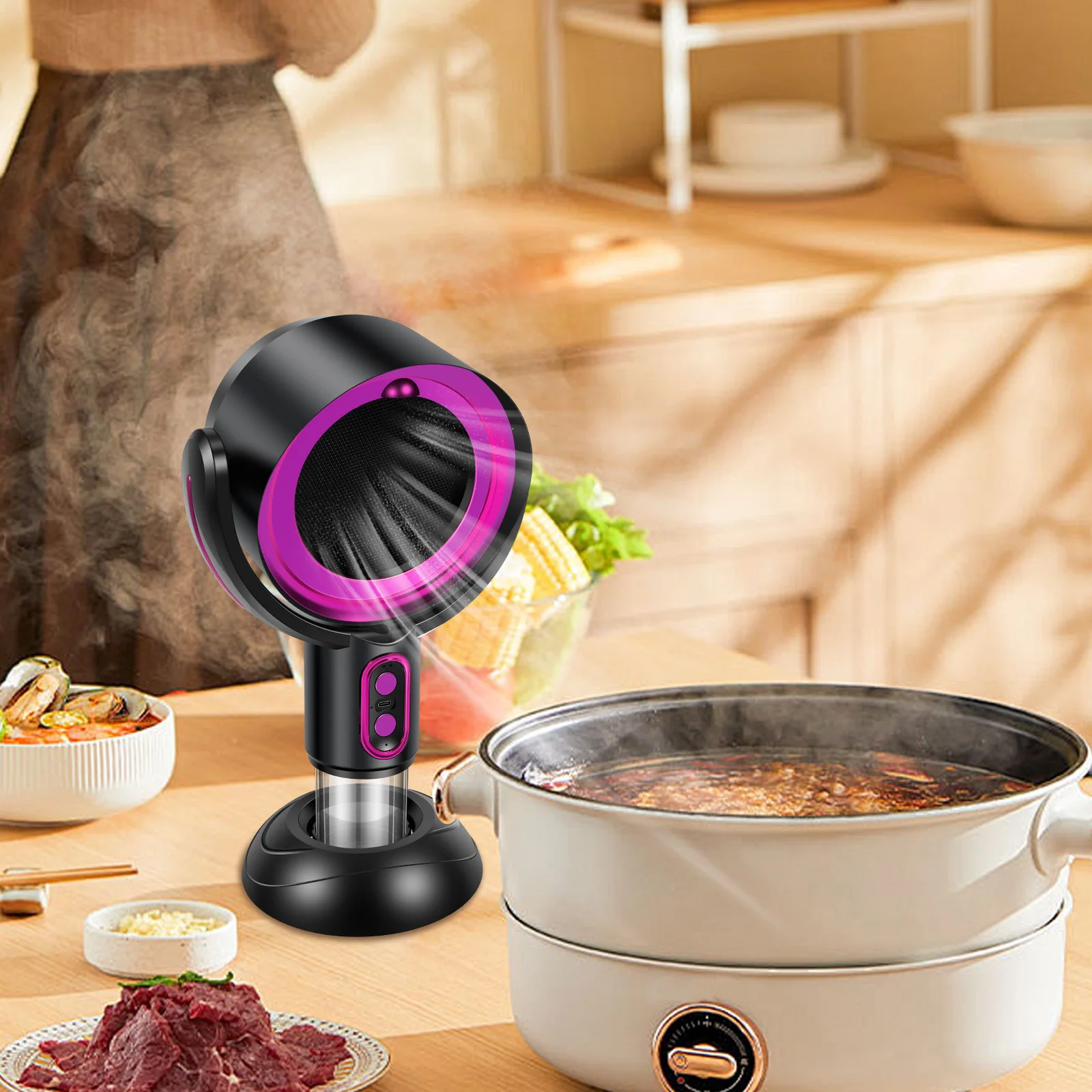 Portable Range Hood For Cooking Table Range Hood Vent Kitchen Hoods 2 Speed Exhaust Fan Retractable Negative Ion Air Purifier