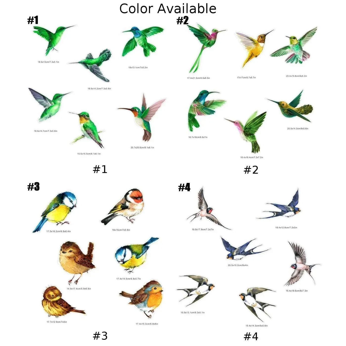 Hummingbird Sticker Glass Decal Electrostatic Glass Film Anti-Collision Window Cling To Prevent Birds Strikes Non Adhesive 6PCS window film