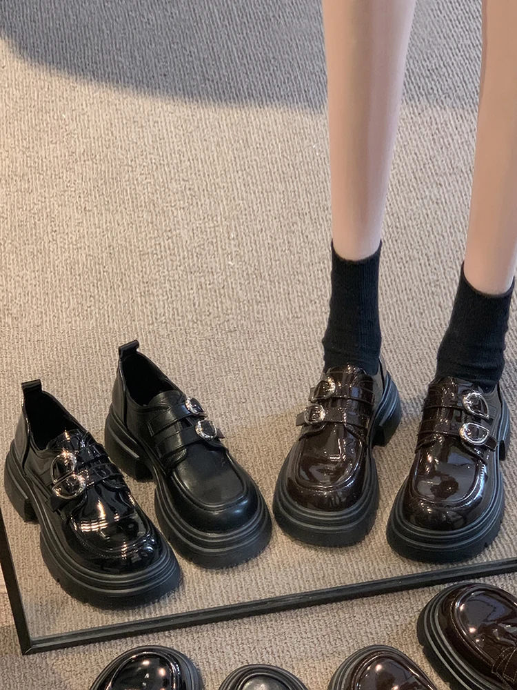 

Women's Shoes Platform Modis Female Footwear Oxfords Autumn Clogs Retro New 2023 Summer Dress Leather Fall Basic Med Hoof Heels