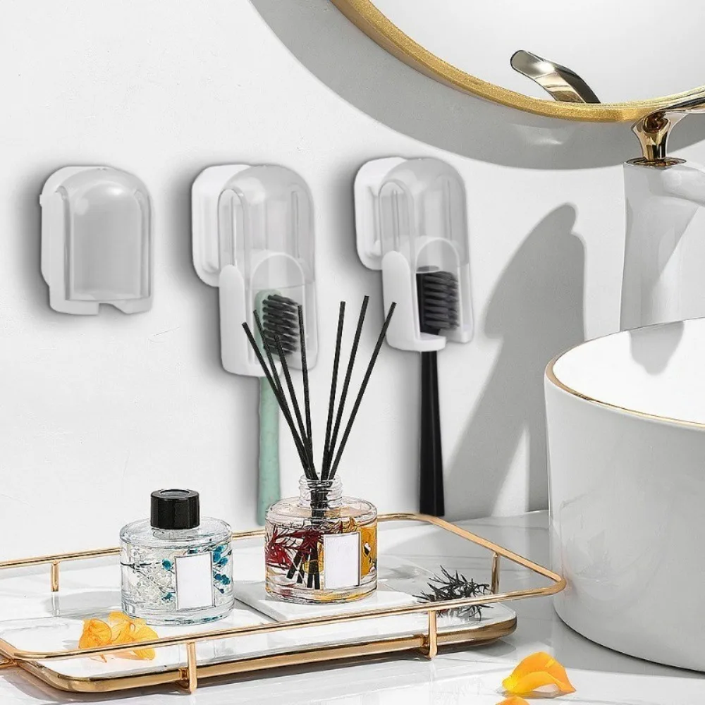 New Tool Convenient Toothbrush Holder Flip-top Pull-out Toothbrush Dustproof Cover Wall Mounted Punch Free Rack