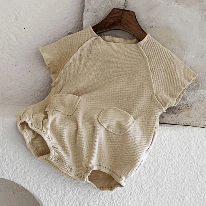 

2023 Summer Rompers O-neck Collar Covered Button Sleeveless Cotton New Solid Simple Soft Casual Comfortable Children Unisex