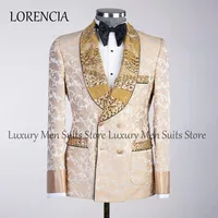 Customized Ornament Tuxedo Men Suits Groom Metallic Embroidered Wedding Dresswear Belt 2 Pieces Sets Male Prom Blazers Outfit 2