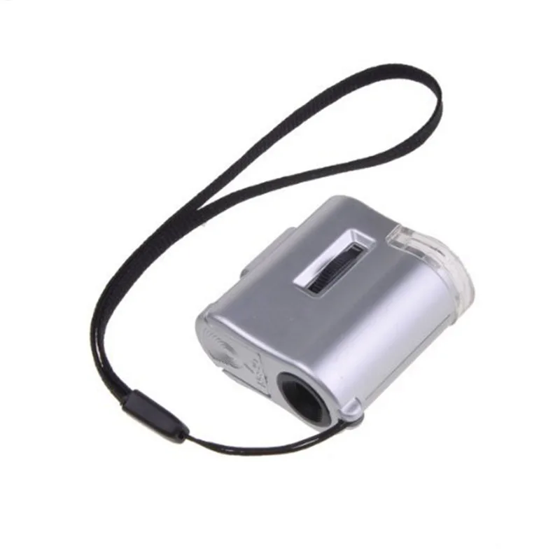 Portable Mini Pocket 60X Microscope Jeweler Loupe Lens Illuminated Jewelry Insect Magnifier Glass 3 LED With UV Light Microscope 6
