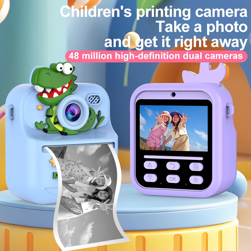 Mini Thermal Printer Digital Children Camera Photography Instant Print Photo 1080P Video Mini Thermal Printer For Birthday Gifts