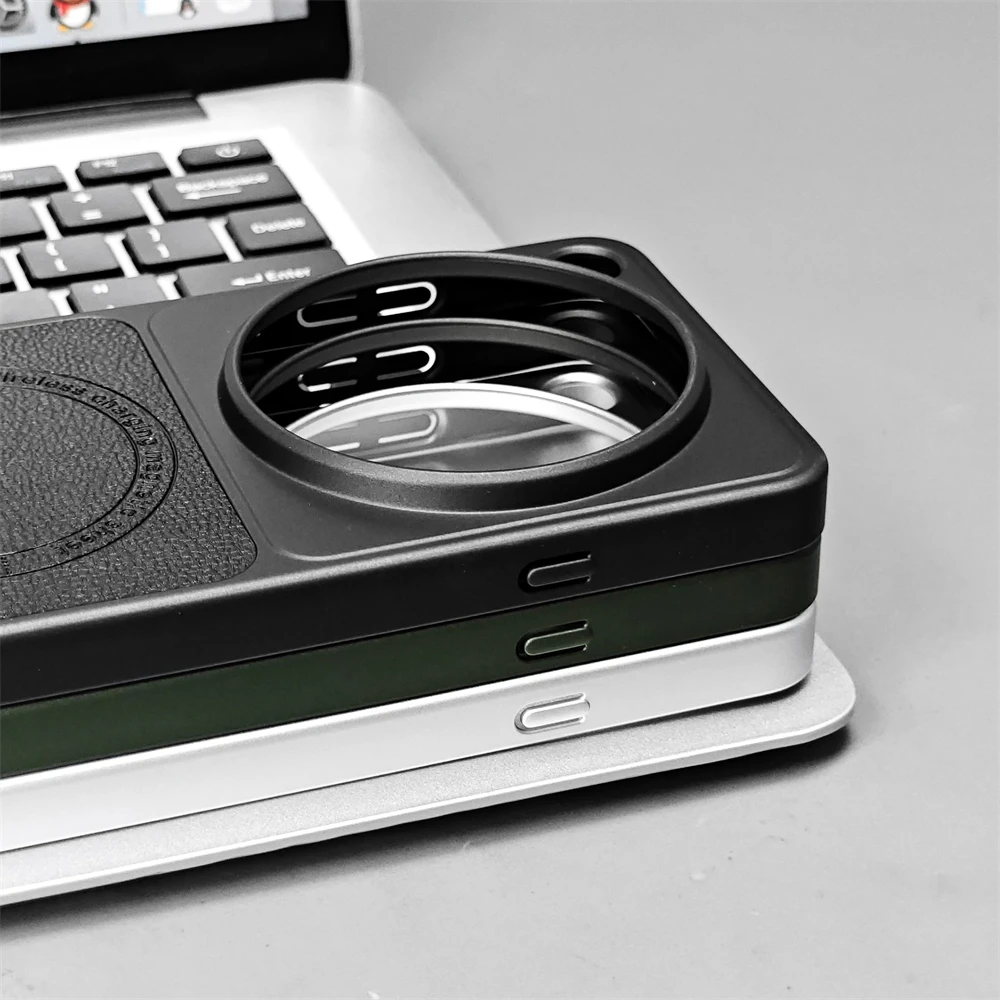 Luxury Litchi Texture PU Leather Magnetic Slim Case - Ultra Thin Wireless Charging Hard Cover