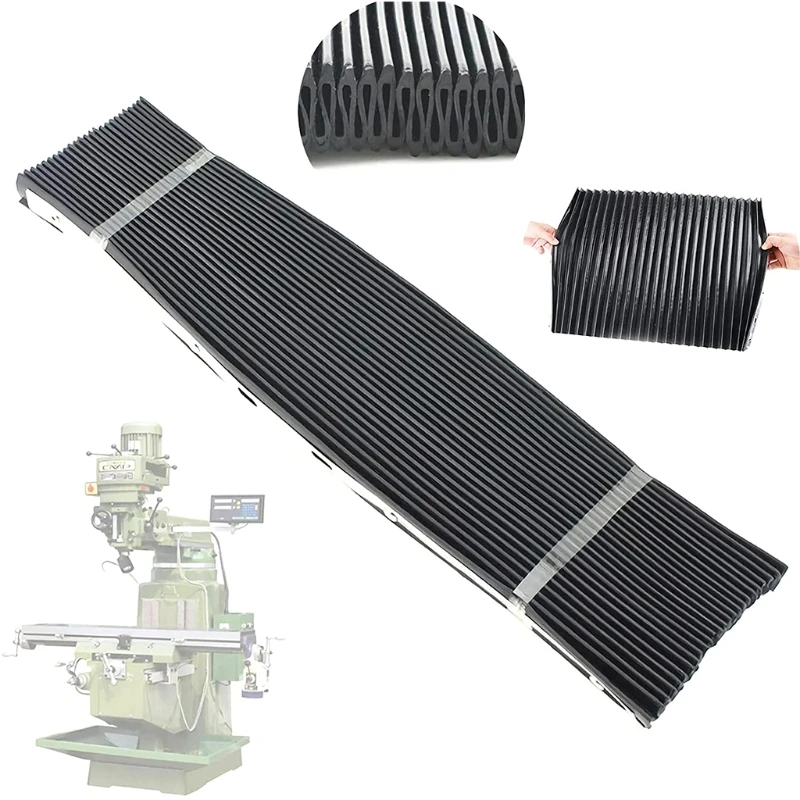 

Durable Accordion Way Cover Dust Protective Rubber Cover Milling Machine Part 400x600mm/15.75x23.62'' Black for 3# 4#