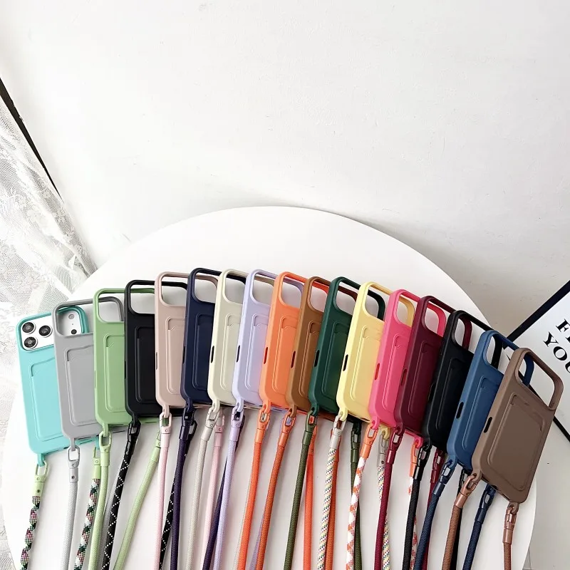 Stylish Shockproof Crossbody Lanyard Case with Card Holder and Soft Candy-Colored Design