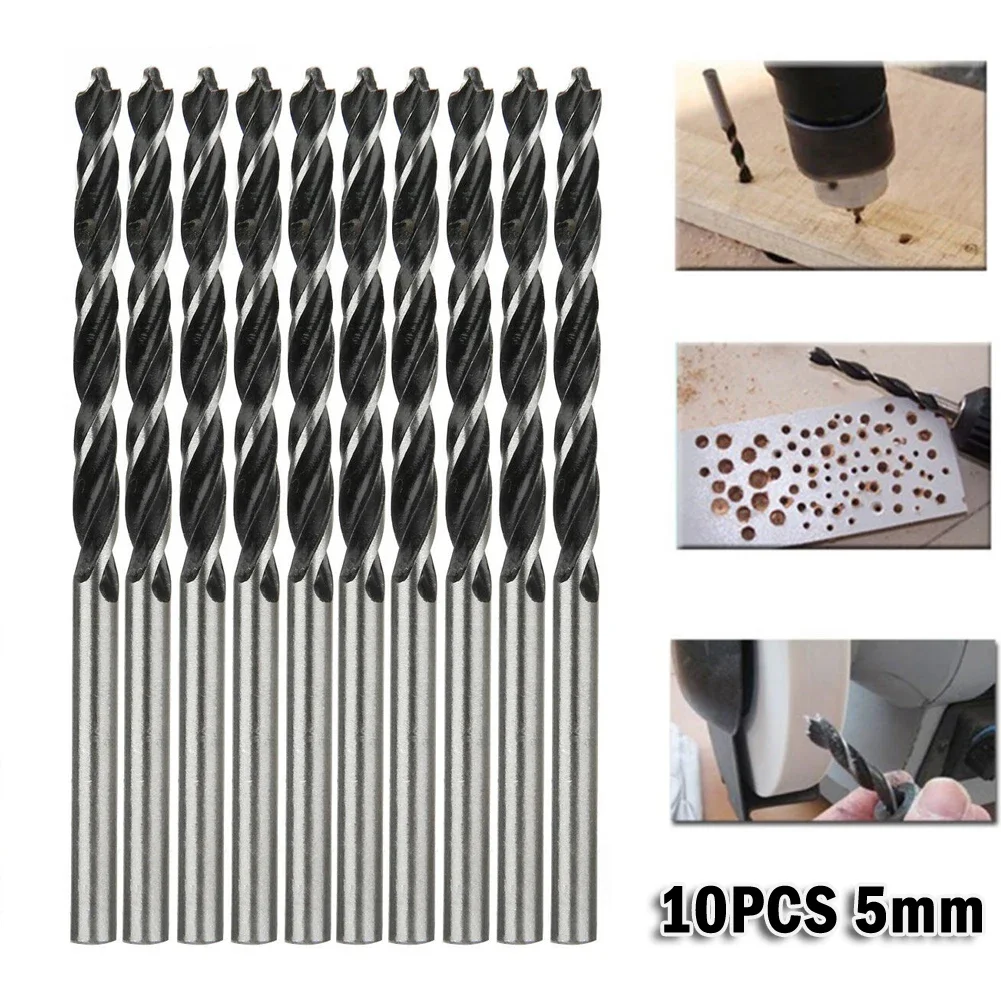 

10pcs Woodworking Spiral Drill Bit 5mm Diameter Wood Drills With Center Point High Strength Drilling Tool For Woodworking Tools