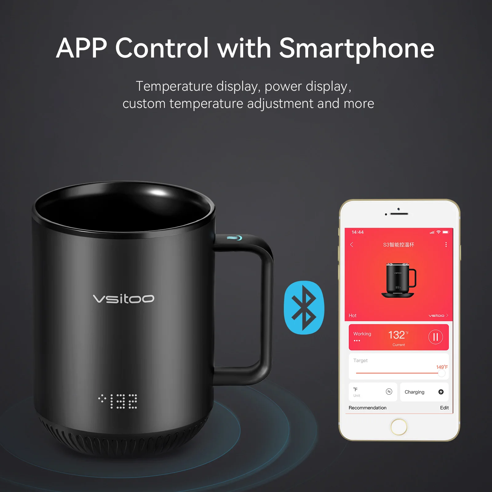 Smart Mug Warmer with Double Vacuum Insulation,VSITOO S3 Pro App