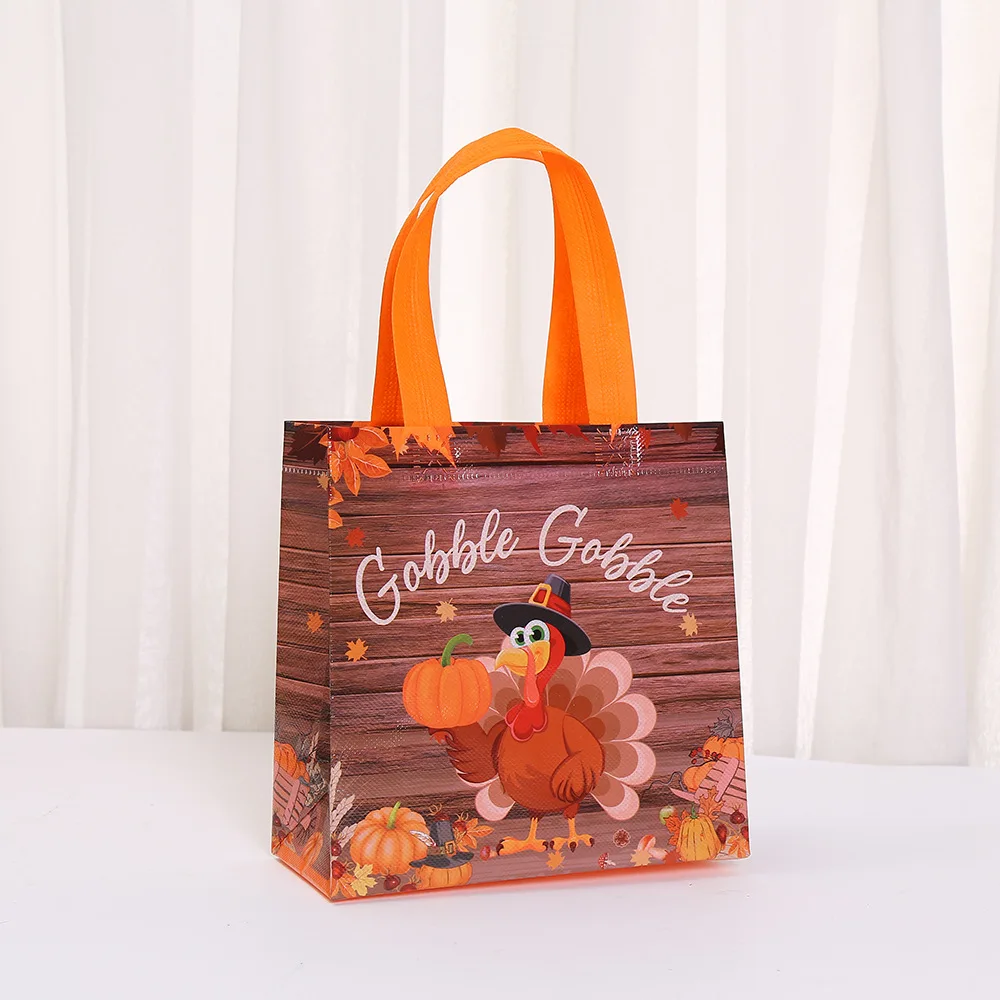 20*20*9cm Thanksgiving Non-Woven Tote Bag For Woman Girls Candy Gift Packaging Bag Party Decor Shopping Bag Home  Storage