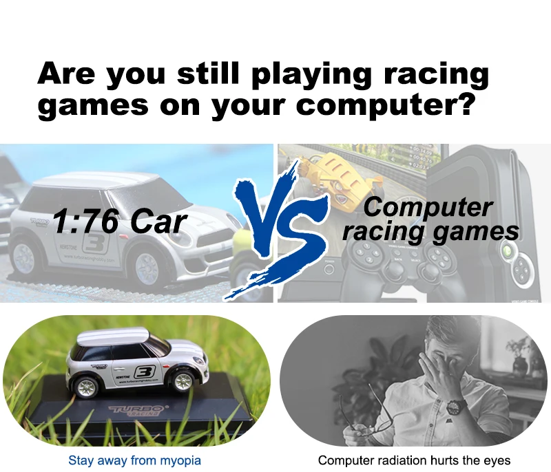 1:76 Turbo Racing Rc Car Mini Table Game Racing Remote Control