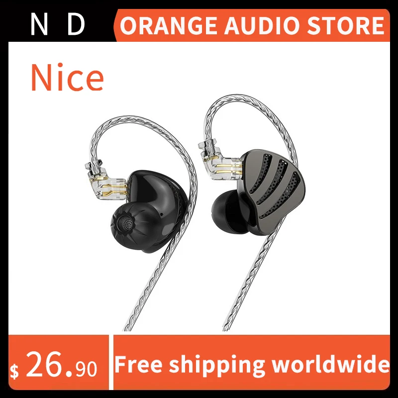 

ND Nice Flagship-level hybird Headphone Thick Silver Plated HiF In Ear 0.75mm 2-Pin Interface Wired High Quality Mic-Earbuds