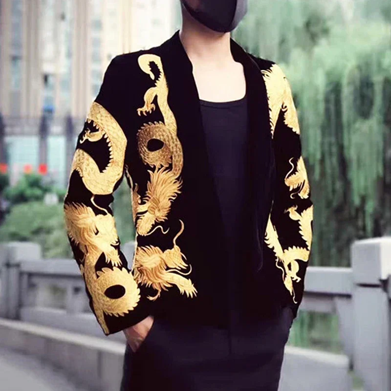 

Men's Suit Jackets Chinese Style Embroidery Light Luxury Personality Comfortable Creativity Delicacy Autumn Blazers 21Z2155