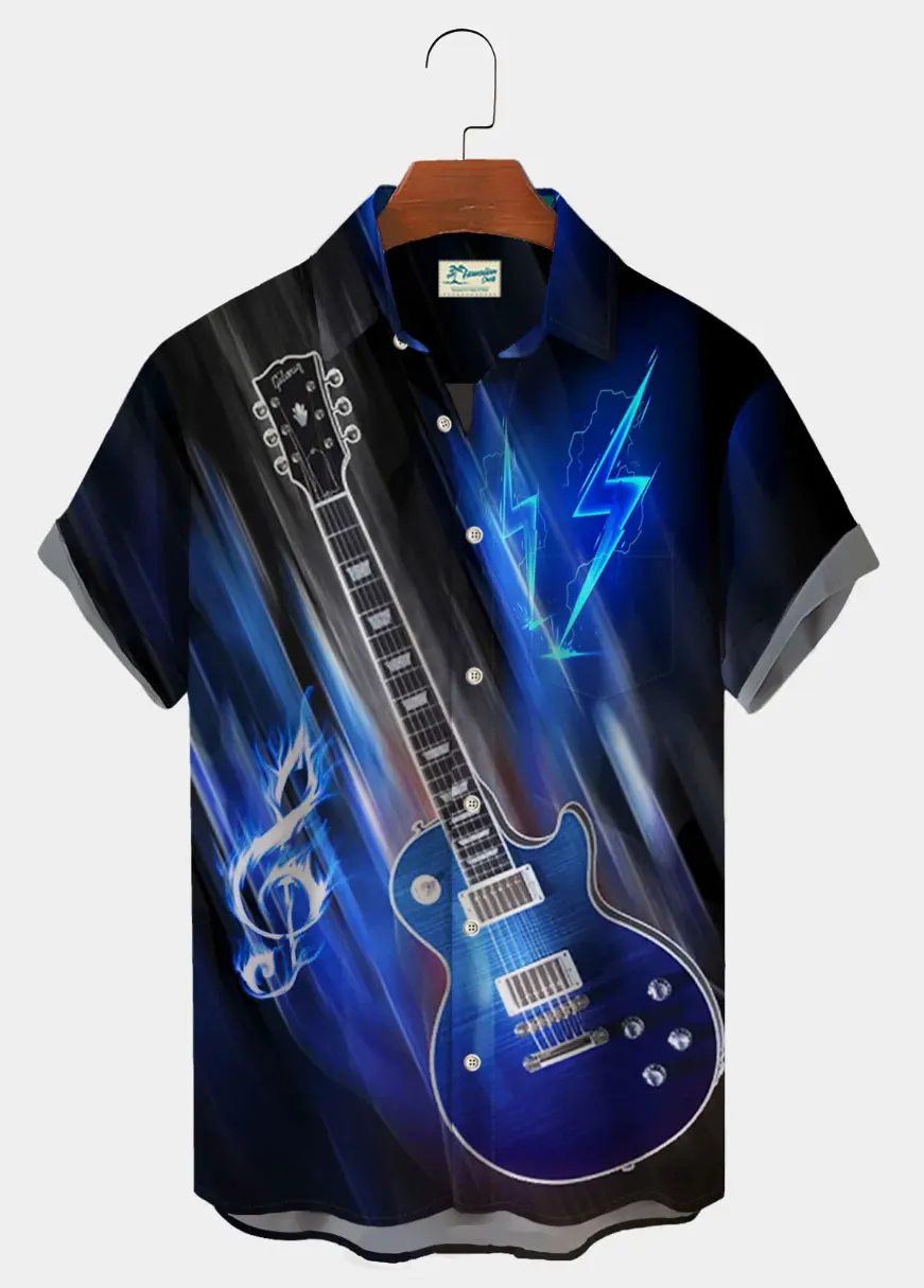 Violin Harajuku Men's/Women's Shirt 3D Printed Short Sleeve Shirt Summer Hawaiian Beach Style Top Lapel Shirt 5