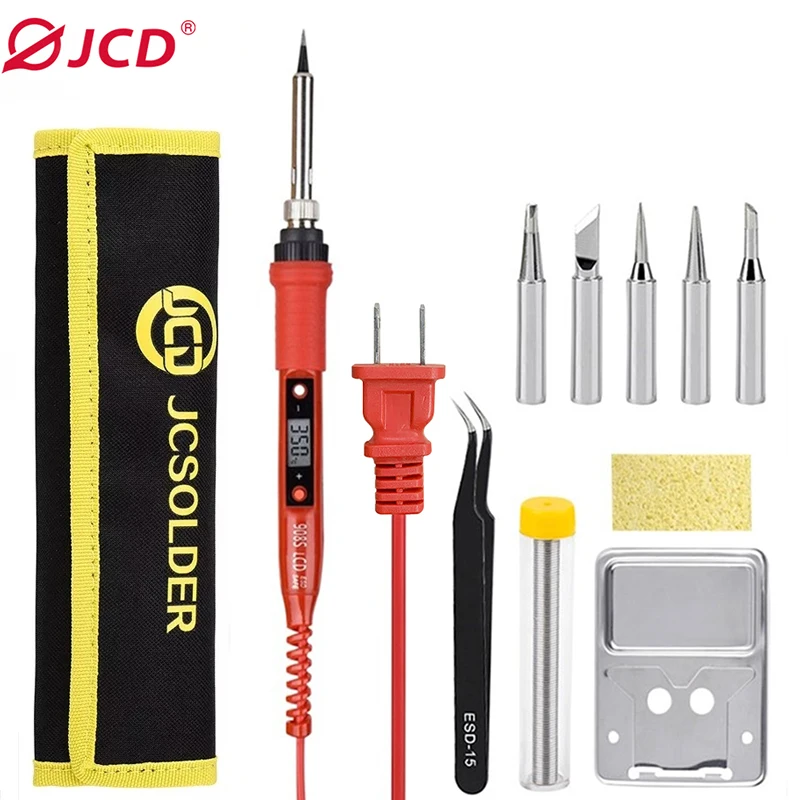 

JCD 908S Soldering iron kit 80W adjustable temperature LCD display 220V/110V Soldering iron head Welding repair tool