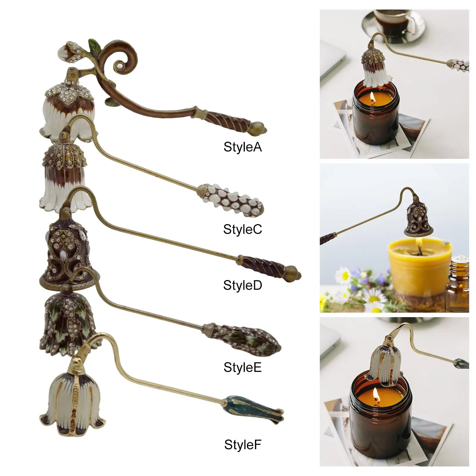 Éteignoir à Bougie Décoratif En Fonte Avec Manche En Bois - Vintage Français - Occasion