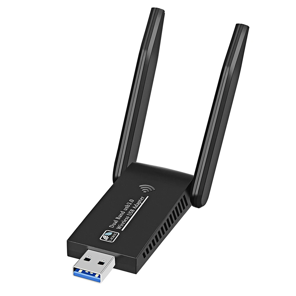USB 와이파이 어댑터 1300Mbps RTL8812BU 듀얼 밴드 PC용 블랙 이더넷 와이파이 동글 외부 안테나 와이파이 수신기 네트워크 카드
