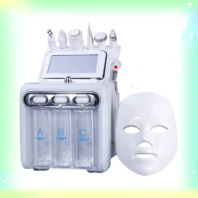 ! Multifunction skin care device 7 in 1 anti aging small bubble H2O2 hydrogen oxygen jet beauty machine with Led Mask