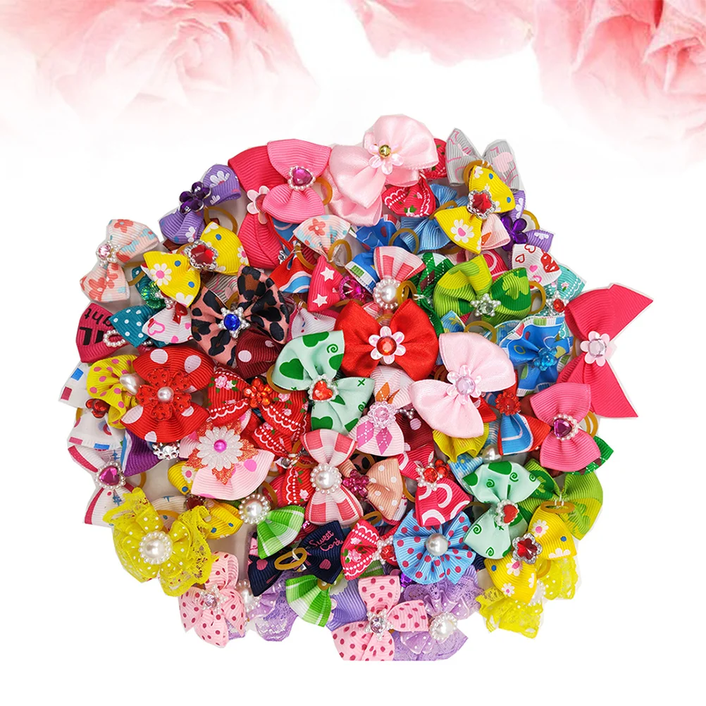 

40pcs Small Hair Bows Hair Bows Puppy Bowknot Headdress Hair Accessories for Puppy Cat ( Random Pattern )