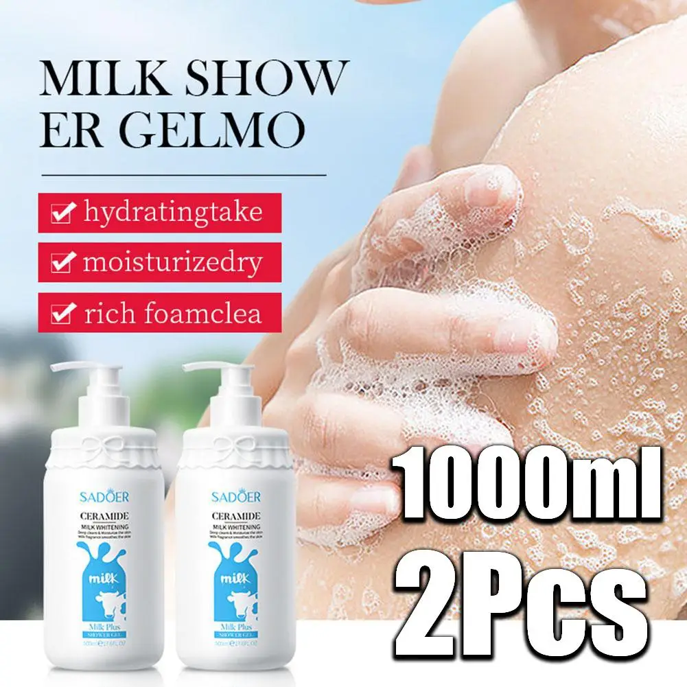 

2Pcs Premium Milk Body Wash For Women Smooth Sensitive Skin Whitening Mostiurizing PH Balancing Body Cleanser
