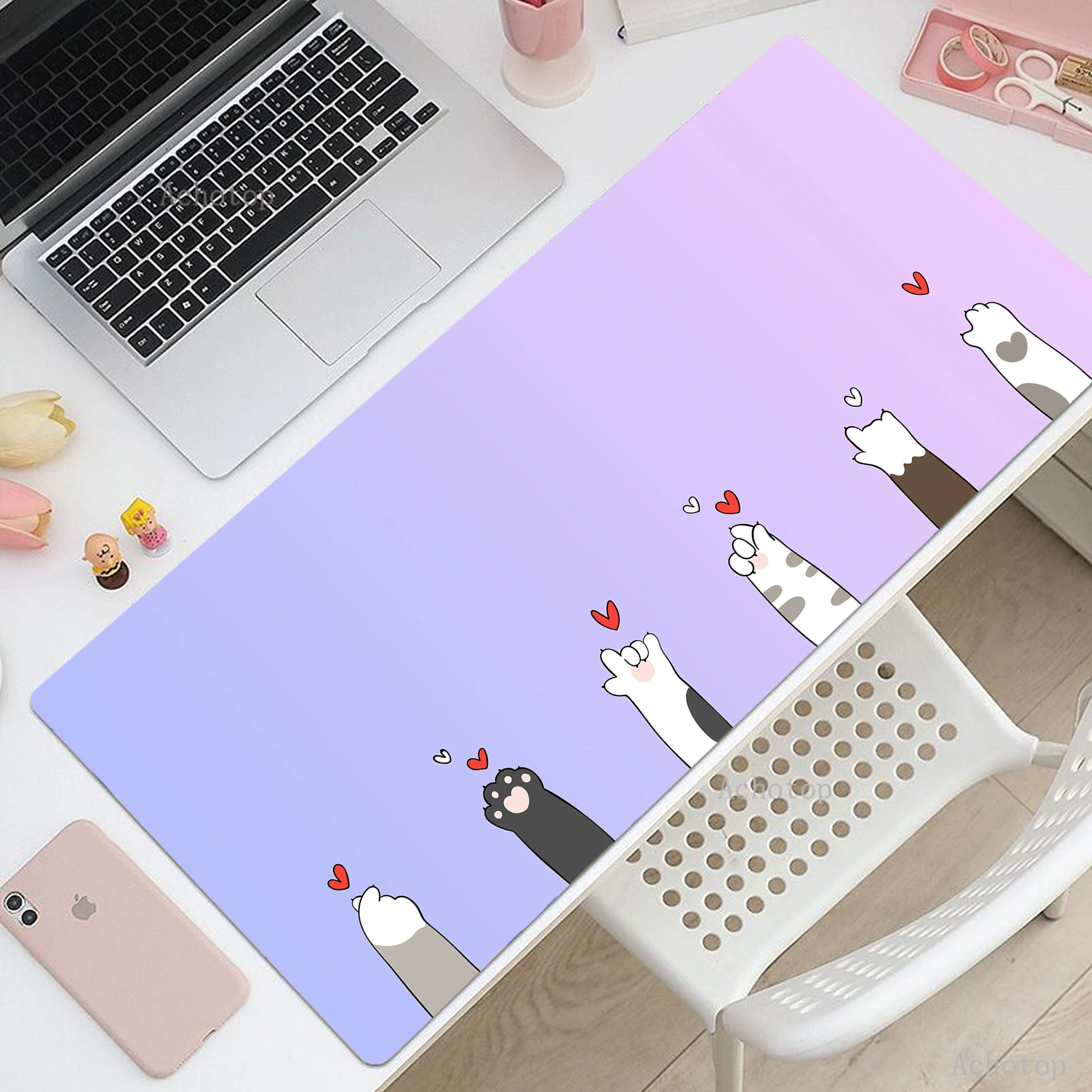 

Cute Cat Paw Gaming Computer Mouse Pad Gamer Desktop Mousepad Locking Edge Mouse Mat Game Accessories Keyboard Pads Deskmat