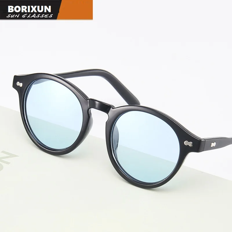 Retro Vintage Round Polarized Sunglasses Men Brand Designer Sun Glasses Women Fishing Black Frame Lens Eyewear Driving_voghion.com