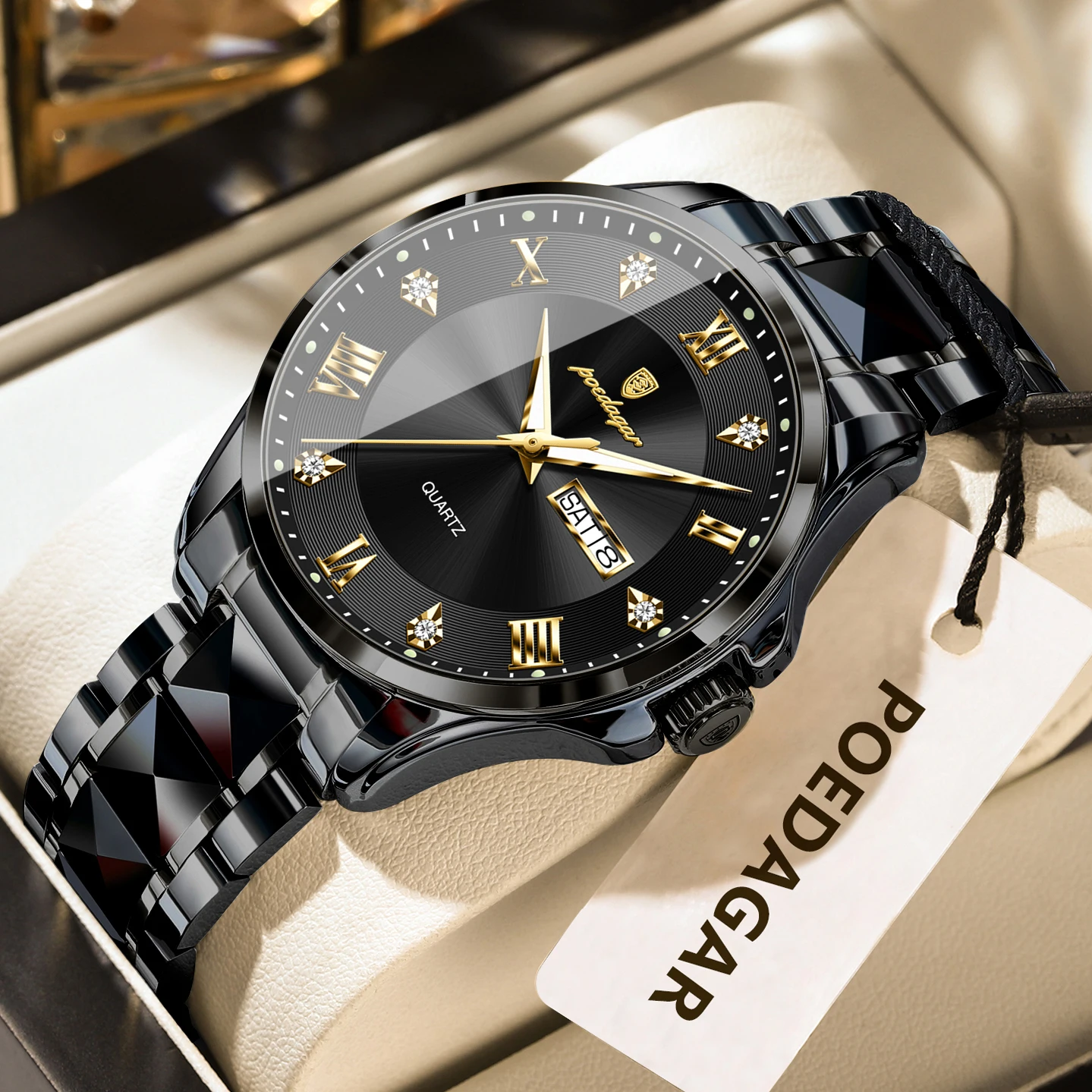 POEDAGAR-Montre à quartz militaire étanche pour homme, chronographe