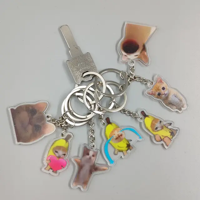 LONYOO Porte-clu00e9 Chat En Acrylique Porte-clu00e9 Chaton De Voiture Porte-clu00e9 Cadeaux Chat Chanceux Pour Amoureux Des Chats Femmes Filles Porte-clu00e9 (Bleu 097