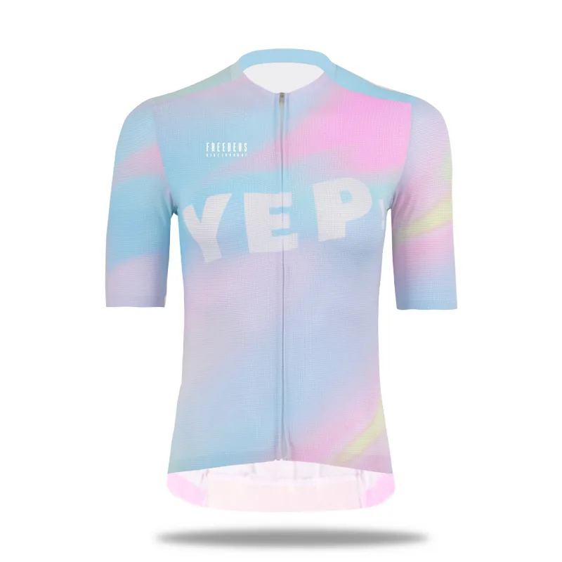 

Женская велосипедная одежда с высокой эластичной длиной и короткими рукавами, дышащая Радужная велосипедная одежда, топ для охоты