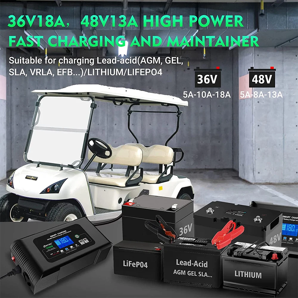 36V 18 Amp and 48V 13 Amp Golf cart Car Trickle Charger For ,Lithium ...