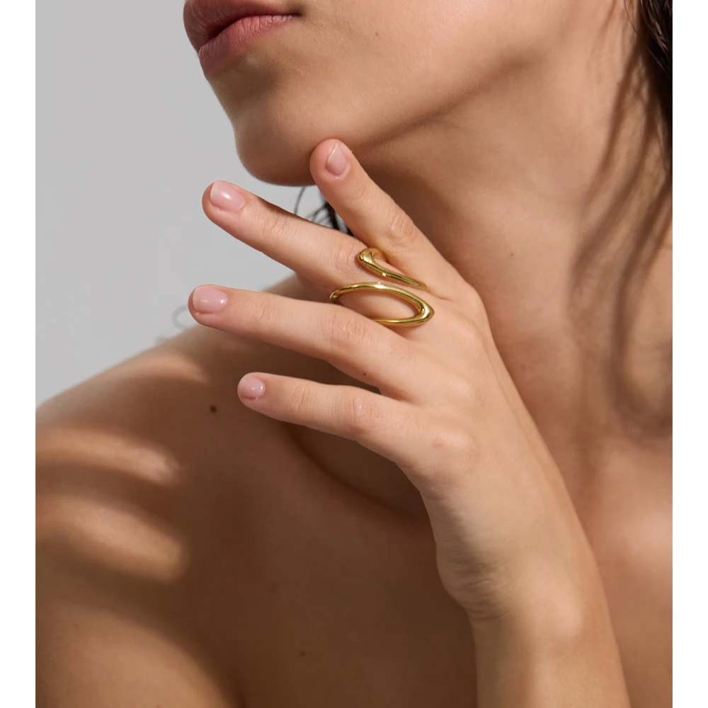 Yhpup Minimalist Stainless Steel Geometric Finger Ring